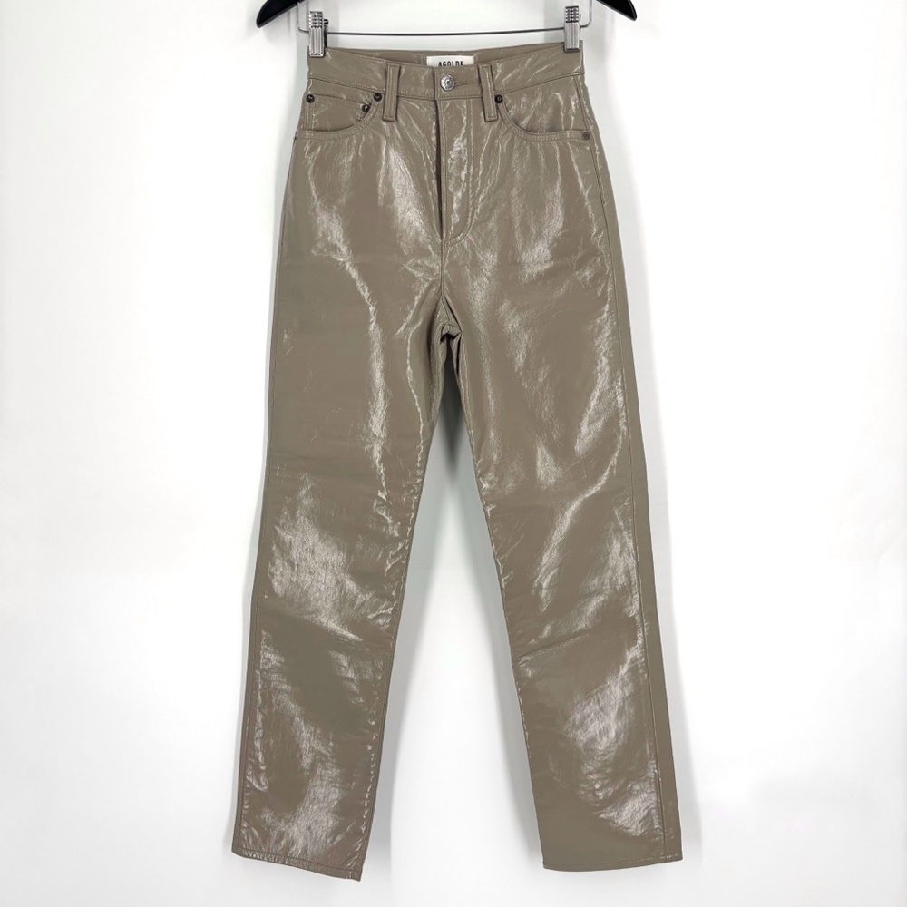 Agolde NWOT Quail Patent Recycled Leather 90s Pinch Waist Ankle Pants, 23